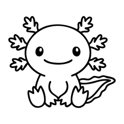 cute sitting axolotl outline svg cut file for cricut silhouette kawaii underwater sea anim
