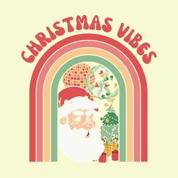 Christmas Vibes Retro Rainbow Santa