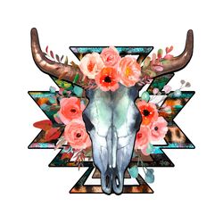 boho cow skull roses png, cow png