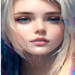 captivating human art - beautiful blonde girl with blue eyes and plump lips