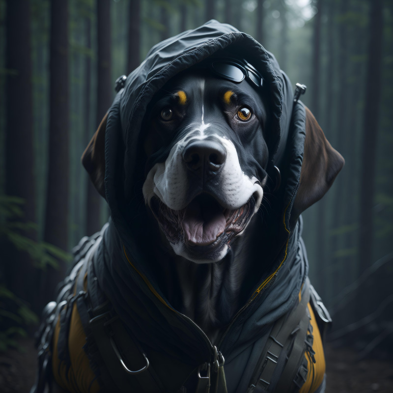 Digital Art Search Dog In The Woods  Majestic And Resilient 0