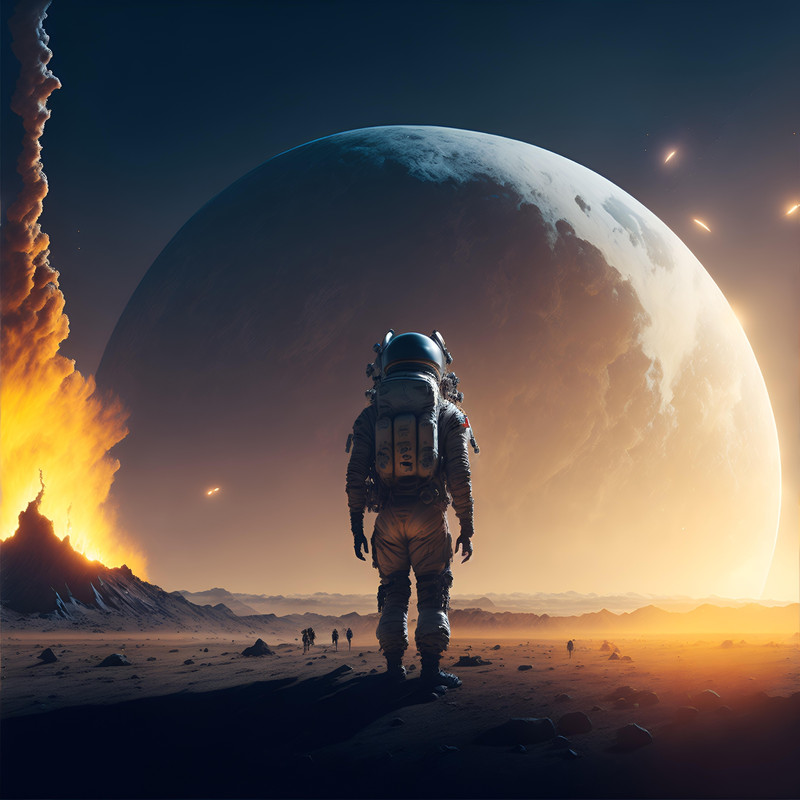 Digital Art Futuristic Astronaut On The Moon  Serenity Amidst Solitude 0