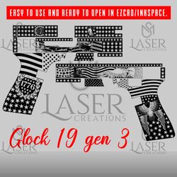 sm laser creations glock 19 gen 3 american theme vector design