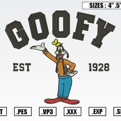 Goofy Est 1928 Embroidery Designs, Disney Embroidery Design File Instant Download