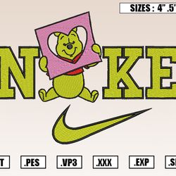 nike winnie the pooh valentine's day embroidery designs, nike valentine embroidery design file instant download
