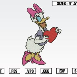 daisy duck heat embroidery designs, valentine embroidery design file instant download
