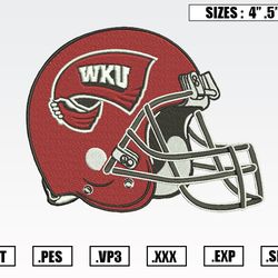 Western Kentucky Hilltoppers Helmet Embroidery Designs, NFL Embroidery Design File Instant Download