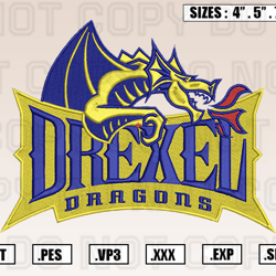 Drexel Dragons Logo Embroidery Designs File, Ncaa Teams Embroidery Design File Instant Download