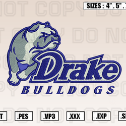 Drake Bulldogs Logo Embroidery Designs File, Ncaa Teams Embroidery Design File Instant Download