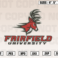 Fairfield Stags Logo Embroidery Designs File, Ncaa Teams Embroidery Design File Instant Download
