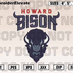 Howard Bison Logo Embroidery Designs File, Ncaa Teams Embroidery Design File Instant Download