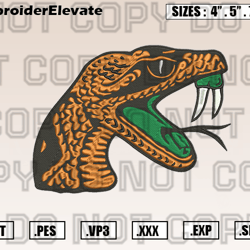 Florida A&M Rattlers Logo Embroidery Designs File, Ncaa Teams Embroidery Design File Instant Download