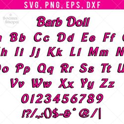 pink barb doll svg font clipart, girl svg font, doll font t shirt, compatible with cricut and cutting machine