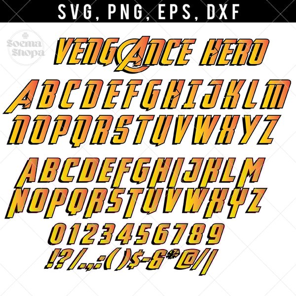 Vengeance Hero SVG Font Clipart, Hero SVG font, Superhero Fo | Inspire ...
