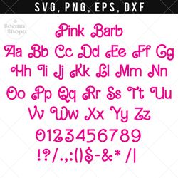 pink barb svg font clipart, barbie svg font, doll font tshirt, compatible with cricut and cutting machine