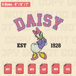disney daisy duck est 1928 embroidery file, disney embroidery designs, machine embroidery design files