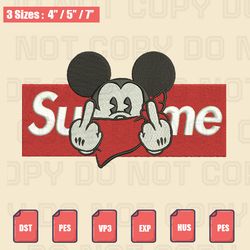 mickey mouse superme embroidery file, logo brand embroidery designs, machine embroidery design files