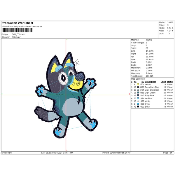 Bluey Heeler Embroidery Designs, Cartoon Embroidery Files, M - Inspire ...