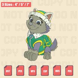 everest paw patrol cartoon embroidery design, paw patrol embroidery files, machine embroidery design flies