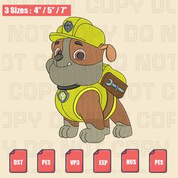 rubble paw patrol embroidery design, paw patrol embroidery files, machine embroidery design flies