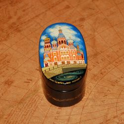 Small Hand-Painted Lacquer Box with Spilled Blood Church
