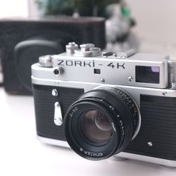 Zorki 4k Soviet Rangefinder Camera 35mm with Jupiter 8 2/50. Serviced. S/N 74072856