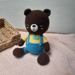 hand crochet nick the bear stuffed toys animals plush toys brown bear gift home decor amigurumi toys
