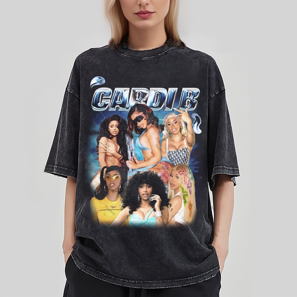Cardi B Washed T-Shirt,Rapper Homage Graphic Unisex T-Shirt,HipHop Sweatshirt,Cardi B Retro 90's Fans Hoodie Gift for Rapper Fan Offset.jpg