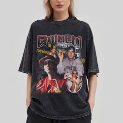 eminem washed t-shirt, rapper homage graphic unisex t-shirt, singer sweatshirt, eminem retro 90s fans hoodie gift for