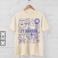 21 savage doodle art shirt, 21 savage tour tee