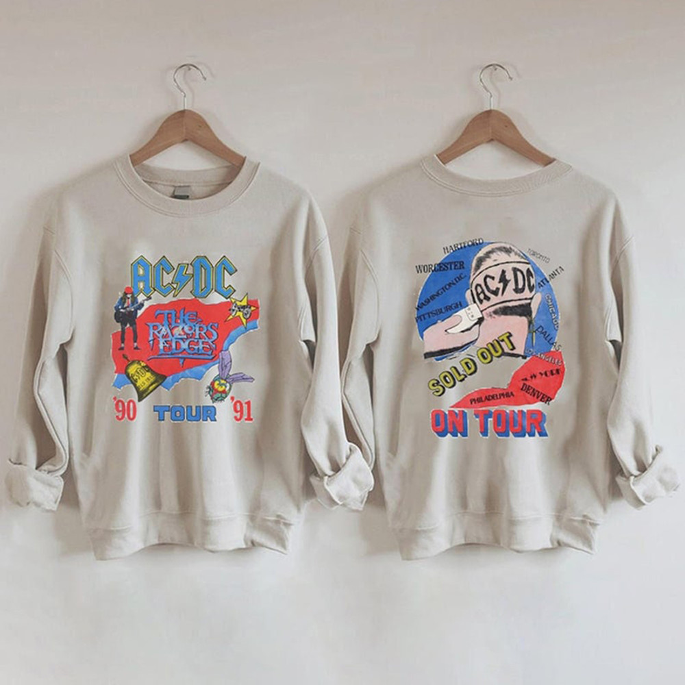 ACDC On Tour 1990 Sold Out T-Shirt, AcDc Rock Band Shirt, The Razors Edge Tour Shirt.jpg