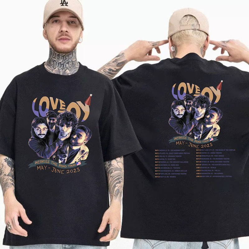 Across The Pond Tour 2023 Shirt, The Lazy Cat Tee, Lovejoy Tour 2023 Shirt.jpg