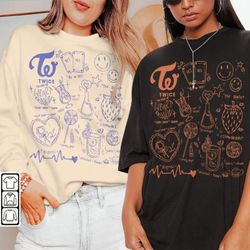 twice doodle art shirt, vintage twice kpop album lyrics art