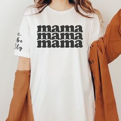 personalized mama shirt with kids names on sleeve, mothers, 22