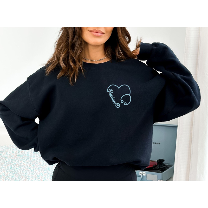 Personalized Nurse Sweatshirt, Custom Name and Designation Shirt, Gift for New Nurse, Christmas Gift for RN, Healthcare Worker Crewneck.jpg