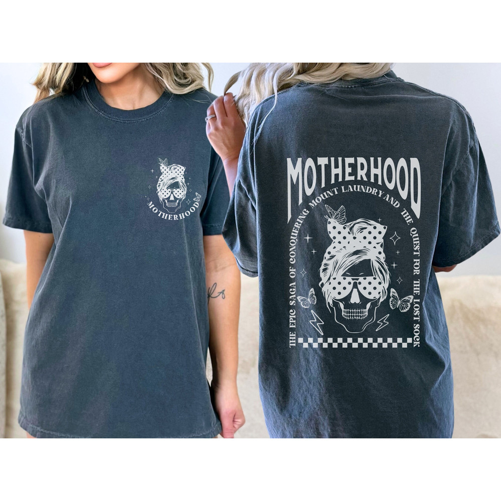 Motherhood Mount Laundry Comfort Colors T-Shirt, Sarcastic Mom Tshirt, Funny Mama Shirt, Retro Mom tee, Mom Birthday Gift, Mothers Day Gift.jpg