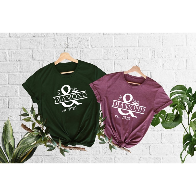 Customized Mr and Mrs Tee,Last Name Shirt,Est. 2020 Shirt,Honeymoon Shirt,Custom Mr and Mrs Shirt,Just Married Shirt,Matching Couple Outfit.jpg