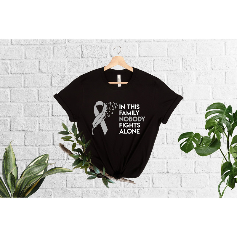 In This Family Nobody Fights Alone Shirt, Cancer Awareness Shirt, Brain Cancer Ribbon, Support Squad Shirt, Brain Cancer Survivor Gift.jpg