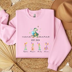 custom mama saurus sweatshirt, custom kids name sweatshirt, 30