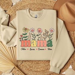 custom wildflower mama sweatshirt, custom kids name mama sweater, 39
