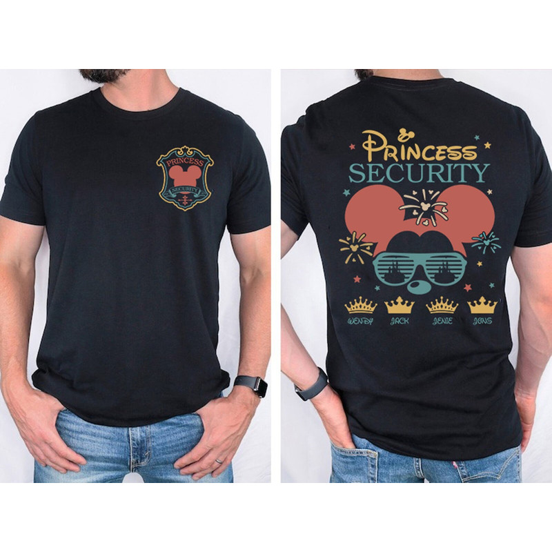 Double Sided Custom Dad Name Disneyland Castle Princess Security Shirt, Mickey Mouse Disneyworld Father T-shirt, Father's Day Gift Shirts.jpg