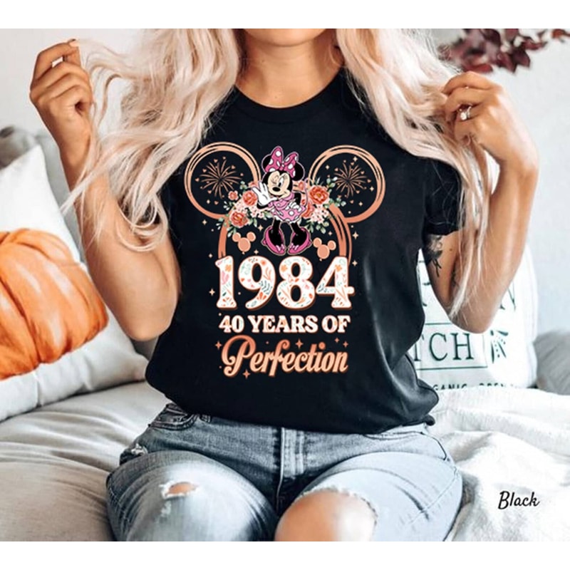 Made in 1984 40 Years of Perfection Disneyland Shirt, Custom Minnie Birthday Shirt, Personalized 40th Birthday Gift.jpg