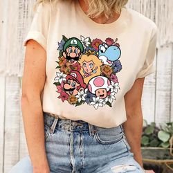mario & friend party matching tee, mario family shirt, super, 58