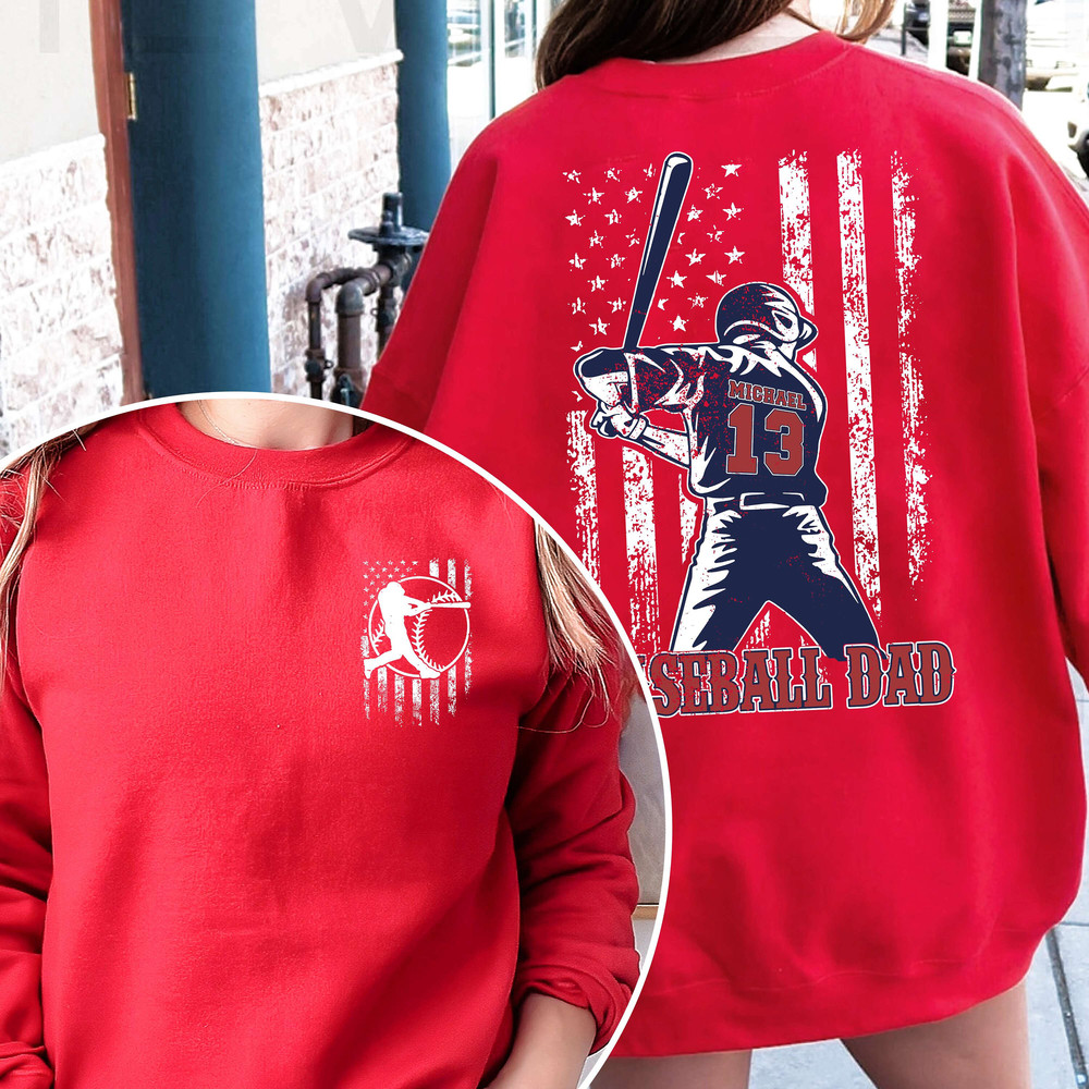 Custom Baseball Dad Shirt, Personalized Baseball Shirt For Dad, Father's Day Gift For Dad, Dad Gifts, Custom Baseball Sweatshirt.jpg