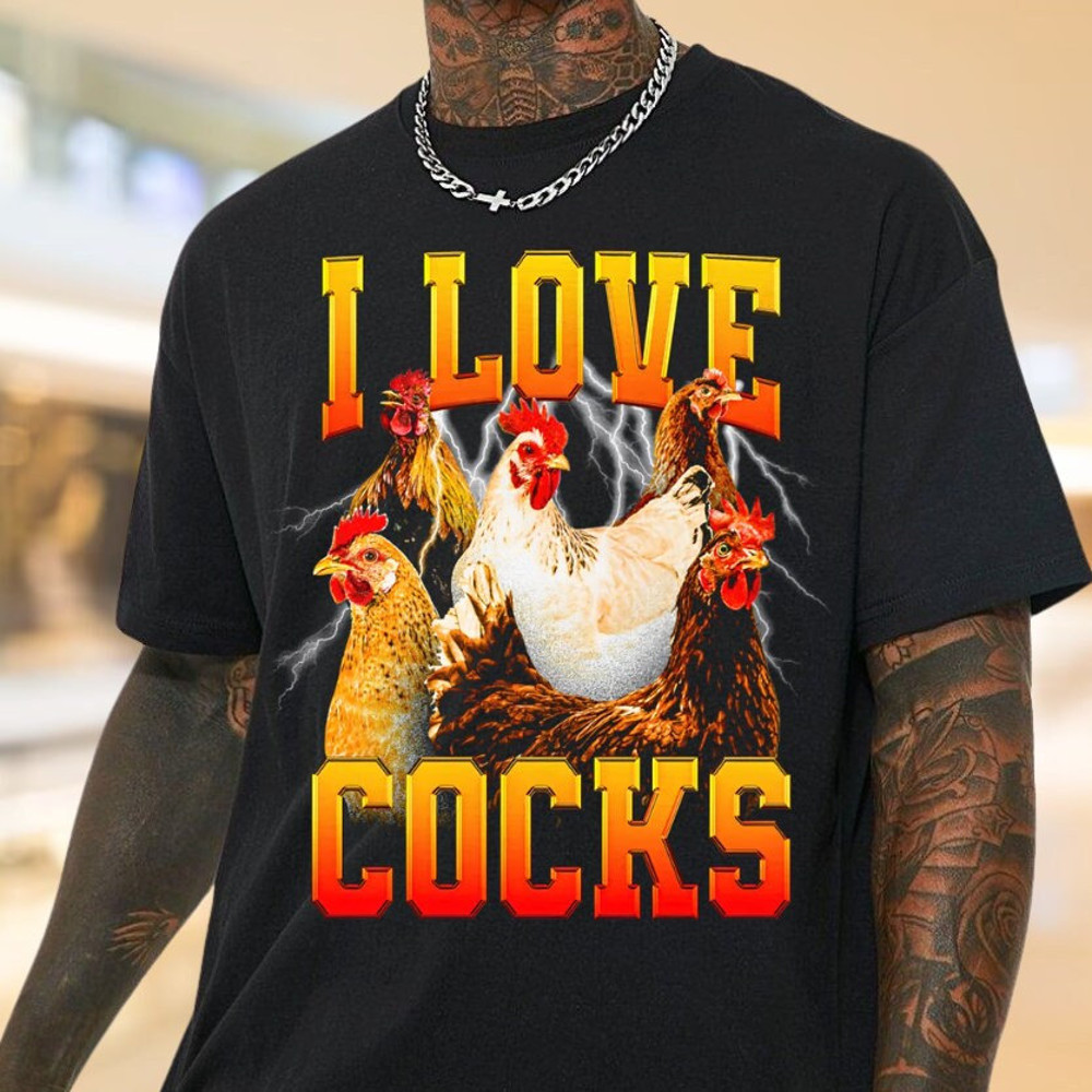 Vintage 90s I Love Cocks T-Shirt I Love Cocks Chicken Funny Joke Inspired Shirt I Love Cocks Meme Graphic Tee for 90s Bootleg Lovers Unisex.jpg