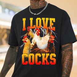 vintage 90s i love cocks t-shirt i love cocks chicken funny