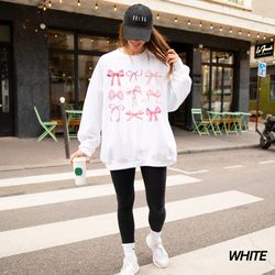 pink bows sweatshirt, coquette sweatshirt, pink ribbon sweat