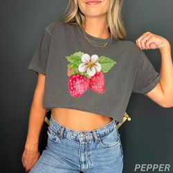 Strawberry Cropped Shirt, Coquette Crop Top, Coquette Aesthi