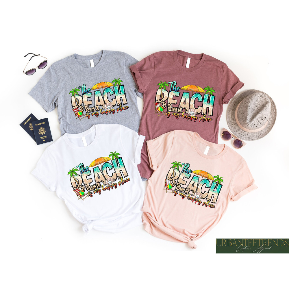 The Beach Is My Happy Place Shirt, Beach Lover Gift, Summer Holiday Shirt, Summer Vibes Tee, Palm Tree Shirt, Sea Lover Tee, Beach Shirt.jpg