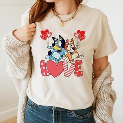 love you bluey couple unisex tshirt, bluey mom shirt, best m